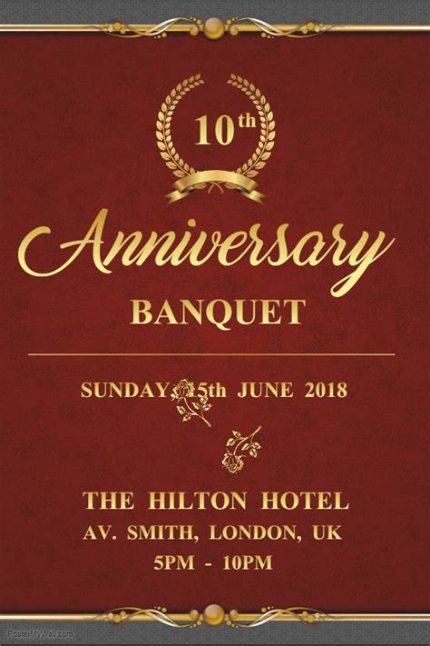 formal anniversary banquet dinner event invitation flyer