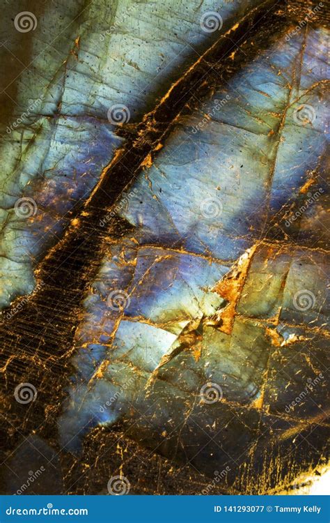 Macro Photo Of An Iridescent Blue Crystal Moonstone Labradorite Stone