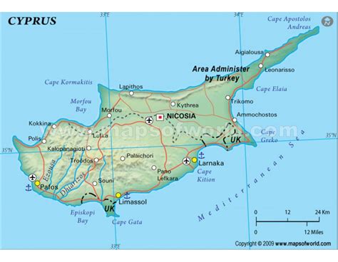 Buy Cyprus Political Map Dark Green