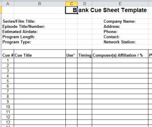 Cue sheets are stored as plain text files and commonly have a. Downloadable Cue Sheet Template