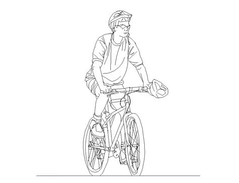 Bicycle Rider Boy People Block Front Elevation Cad Drawing Details Dwg