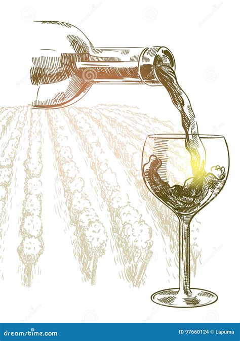 Wine Is Pouring From The Bottle Into The Wineglass Stock Vector