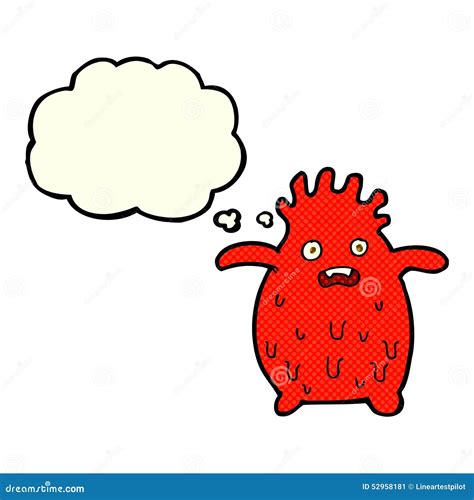 Cartoon Funny Slime Monster With Thought Bubble Stock Illustration