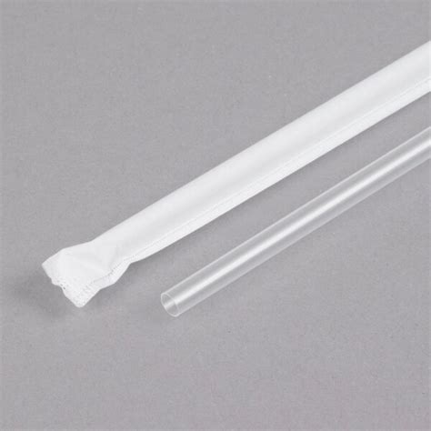 Choice 12 Jumbo Translucent Wrapped Straw 500 Per Box Long Straw