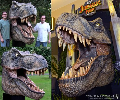 Jurassic Park T Rex Life Sized Foam Carved Bust Tom Spina Designs