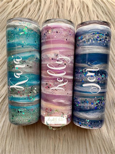 Custom Personalized Glitter Swirl Stainless Steel Etsy Tumbler Cups