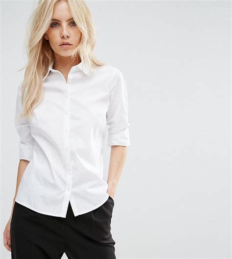 Asos Petite Fitted White Shirt White Petite Tops Petite Women Asos