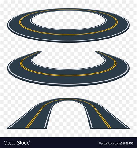 Set Curved Asphalt Road In Perspective Highway Vector Image