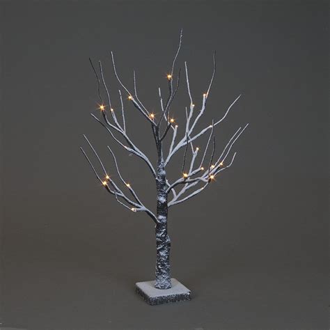 Snowtime Brown Snowy Twig Tree With Warm White Leds 60cm At Barnitts