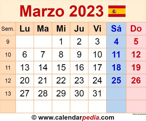 Calendario Marzo 2022 2023 El Calendario Marzo 2022 2023 Para Imprimir