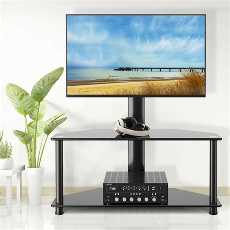 Modern Corner Black Glass Tv Stand For Tvs Up To 55 Inch Bedroom Black