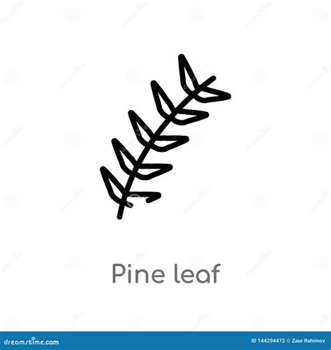 Outline Pine Leaf Vector Icon Isolated Black Simple Line Element