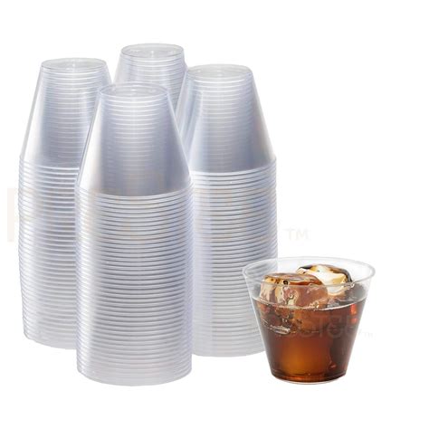200 Clear Plastic Cups 9 Ounce Hard Disposable Cups Plastic Wine