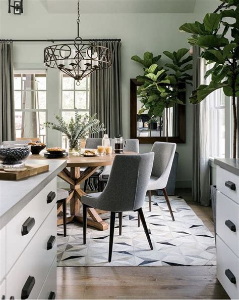 Sage Green Neutral Walls With Grey Undertones Chair Rug Dining
