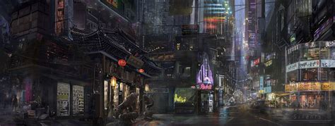 Artstation Cyber Asia City Silents Kung Asia City Cyberpunk City
