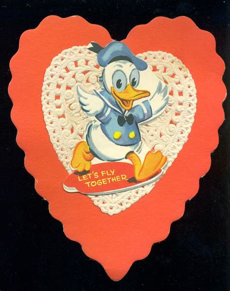 Where i live, about 5 years ago somebody released a pair of mus. Vintage Valentine Greeting Card DONALD DUCK Applied to Doily LET'S FLY TOGETHER | eBay