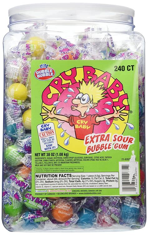 Cry Baby Extra Sour Bubble Gum 240 Ct Tina 38 Oz Grocery