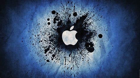 White Apple In Blue Painting Splash Background Technology Hd Macbook
