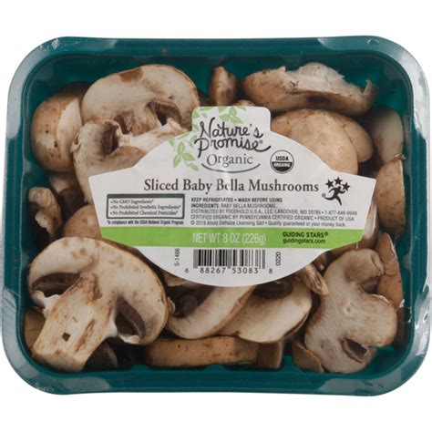 Save On Natures Promise Organic Baby Bella Mushrooms Sliced Order