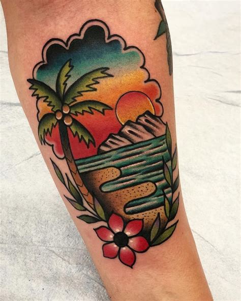 🏝super fun beach scene from yesterday traditional tattoo beach beach tattoo tropical tattoo