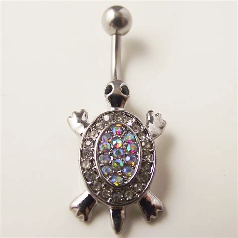Piece Ab Crystal Stone Turtle Belly Rings Colorful Navel Rings Belly