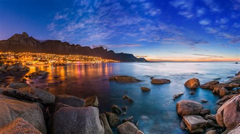 View Of Cape Towns Table Mountain Lions Head And Twelve Apostles At