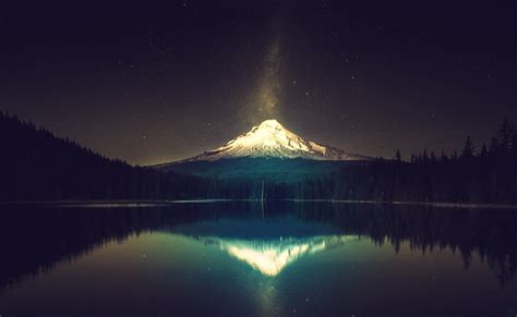 Mount Olympus Night Stars Lake Forest Snow Wallpapers Hd Desktop