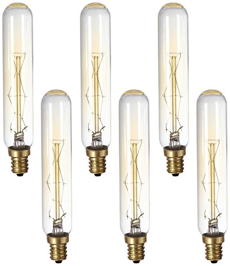 6 Pack 60 Watt Edison Amber Tube Candelabra Base Light Bulbs Ebay