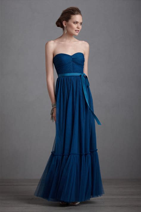 Elegant Navy Blue Bridesmaid Dress Long Gown Bhldn