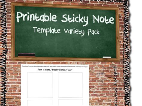 Freebie Printable Sticky Note Template Variety Pack Teaching Resources