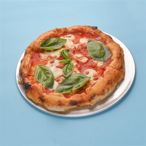Pizza Margherita With Mozzarella Cheese And Fresh Tomato Garnished With