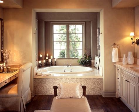 Romantic Bathroom Big Bath By A Window Curtains With