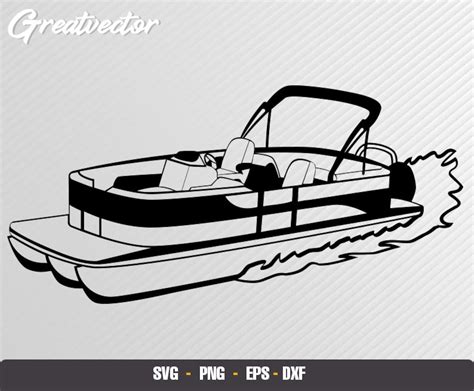 Pontoon Boat L EPS SVG PNG Dxf L Vector Art Etsy