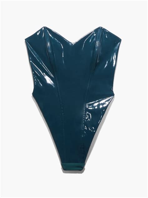 Leather Tease Vinyl Strapless Teddy In Blue And Green Savage X Fenty