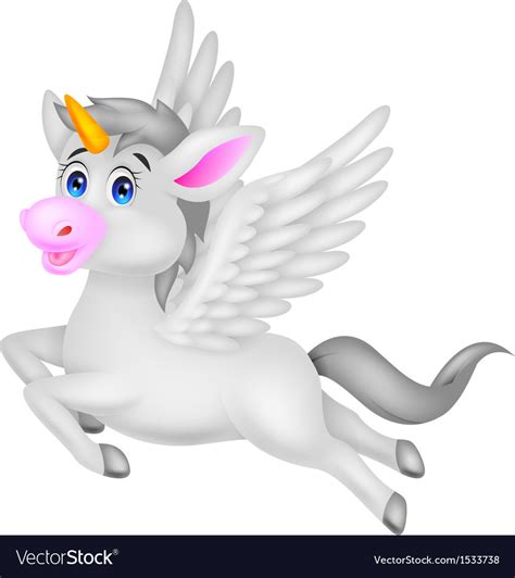White Unicorn Horse Cartoon Royalty Free Vector Image