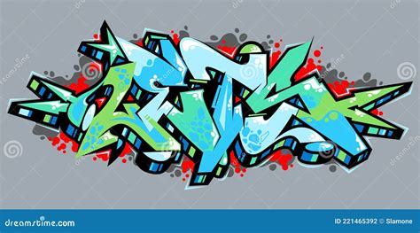 Outdoor Abstract Urban Graffiti Street Art Word Lets Lettering Vector