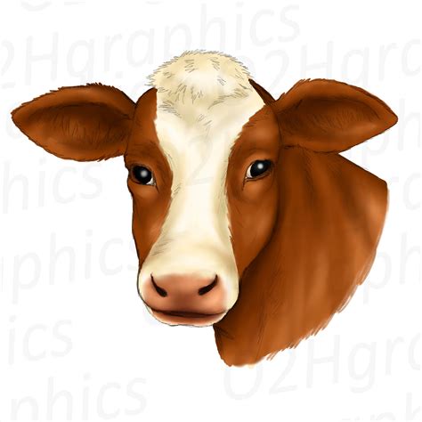 Brown Cow Clipart This Vibrant Sublimation Design Was Digitally Drawn