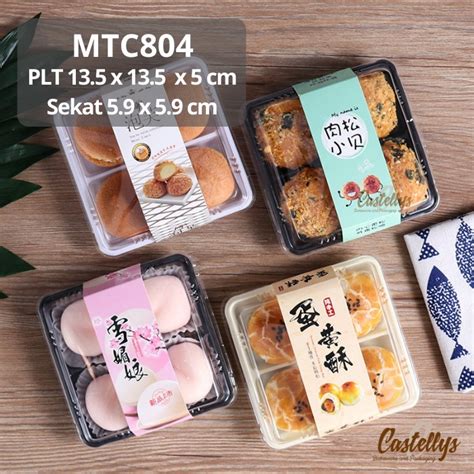 Jual Kotak Tray Mika Tutup MTC804 Sekat 4 Mooncake 80gr Kue Pia Pie