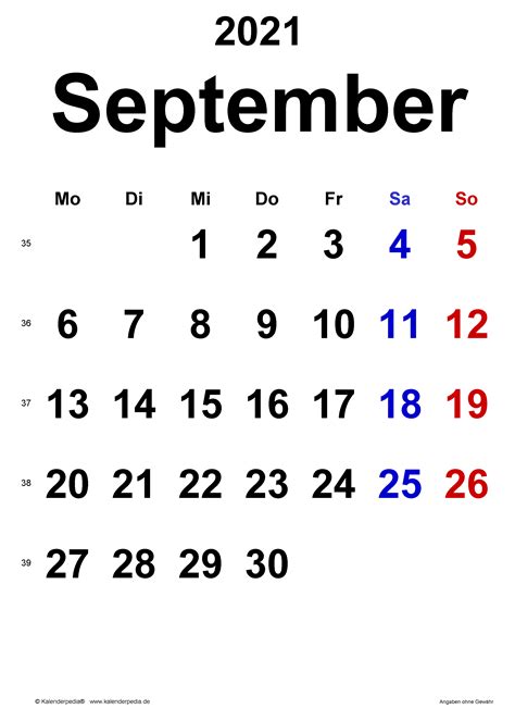 Kalender September 2021 Hochformat Kalender Aug 2021