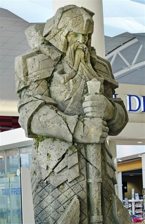 Giant Carved Stone Dwarf From Set Lord Rings At Auckland Airport
