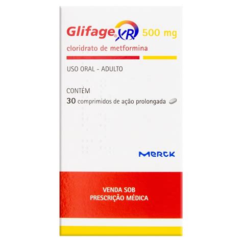 Glifage Xr 500mg Caixa Com 30 Comprimidos De Ação Prolongada Merck