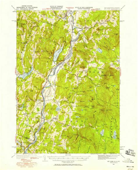 Mt Cube New Hampshire 1931 1958 Usgs Old Topo Map Reprint 15x15 Vt