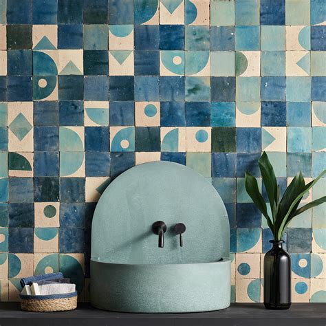 Moroccan Blue Jean Patterned Zellige Tile Otto Tiles And Design