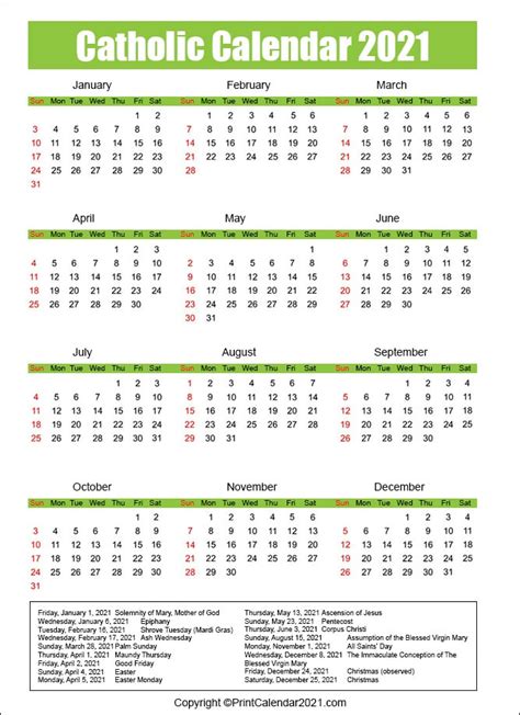 Also, the calendar can be a perfect gift. Download Catholic Liturgical Calender 2021 / Printable ...