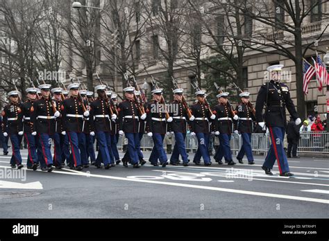 Us Marine Corps Honor Guard Marches By Freedom Plaza Along