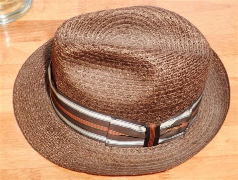 Vintage Stetson Straw Fedora Very Dark Brown With Multi Color Etsy