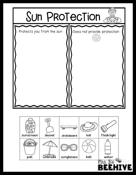 Give your child a boost using our free, printable kindergarten science worksheets. Sun Safety For Kids Worksheets