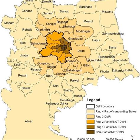 Left 1 Map Of Ncr Of Delhi With Core And Ring Division