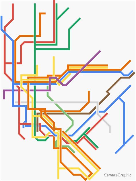 Minimalist New York City Transit Line Map Sticker For Sale By