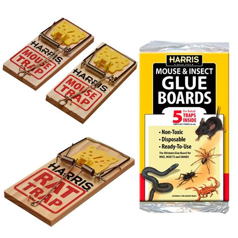 Harris Rat And Mouse Snap Traps And Pest Glue Boards 5 Pack Snap Gb5